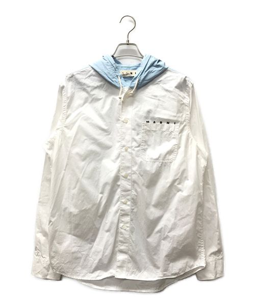 MARNI（マルニ）MARNI (マルニ) コットンポプリンフーデッドシャツ ホワイト サイズ:48の古着・服飾アイテム