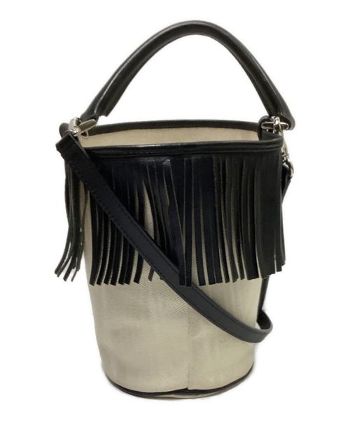 AYAKO（アヤコ）AYAKO (アヤコ) Fringe Bucket Bag ブラック×アイボリーの古着・服飾アイテム