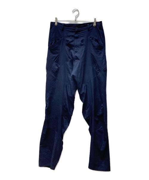 sulvam（サルバム）sulvam (サルバム) 立体裁断ストライプパンツ ネイビー サイズ:XLの古着・服飾アイテム