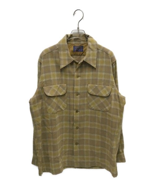 PENDLETON（ペンドルトン）PENDLETON (ペンドルトン) 70’Sオープンカラーシャツ イエロー サイズ:Mの古着・服飾アイテム
