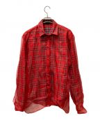 Y/PROJECTワイ プロジェクト）の古着「チュールレイヤードチェックシャツ」｜レッド