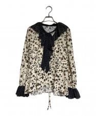 Lily Brown (リリーブラウン) バイカラーフラワープリントボウタイブラウス/wo-tone Floral Print Bow Tie Blouse ベージュ サイズ:F