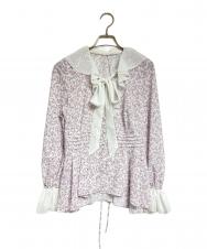 Lily Brown (リリーブラウン) バイカラーフラワープリントボウタイブラウス/wo-tone Floral Print Bow Tie Blouse ピンク サイズ:F