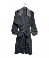 Ferragamo (フェラガモ) 襟レザー切替ナイロントレンチコート / Nylon trench coat with leather collar ブラック サイズ:42