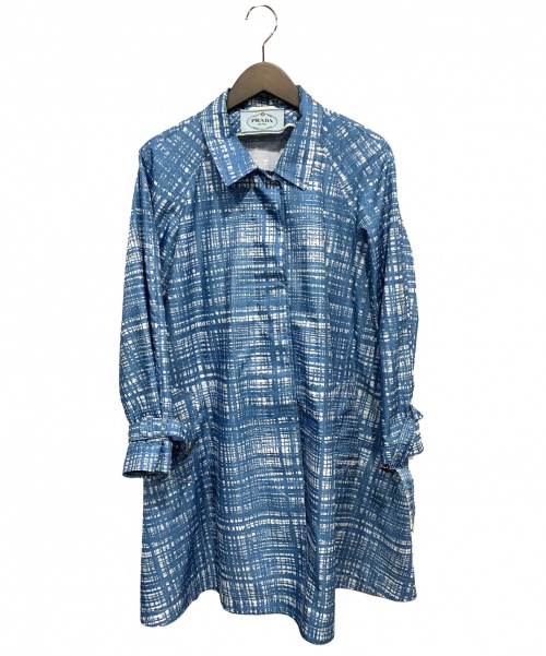 PRADA（プラダ）PRADA (プラダ) ステンカラーコート ブルー サイズ:42の古着・服飾アイテム