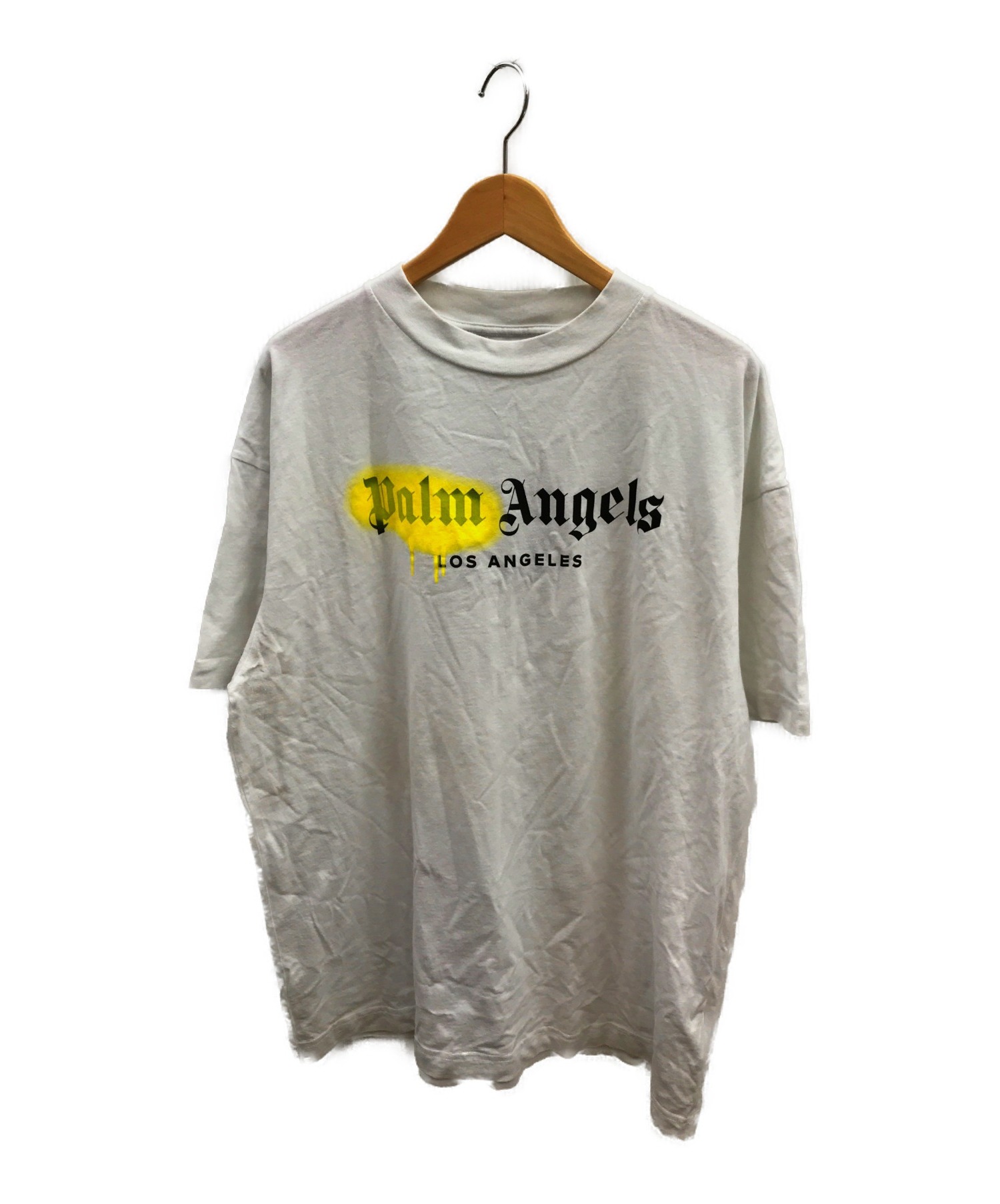 【中古・古着通販】Palm Angels (パーム・エンジェルス) LAスプレーロゴプリントTシャツ ホワイト サイズ:XL LA
