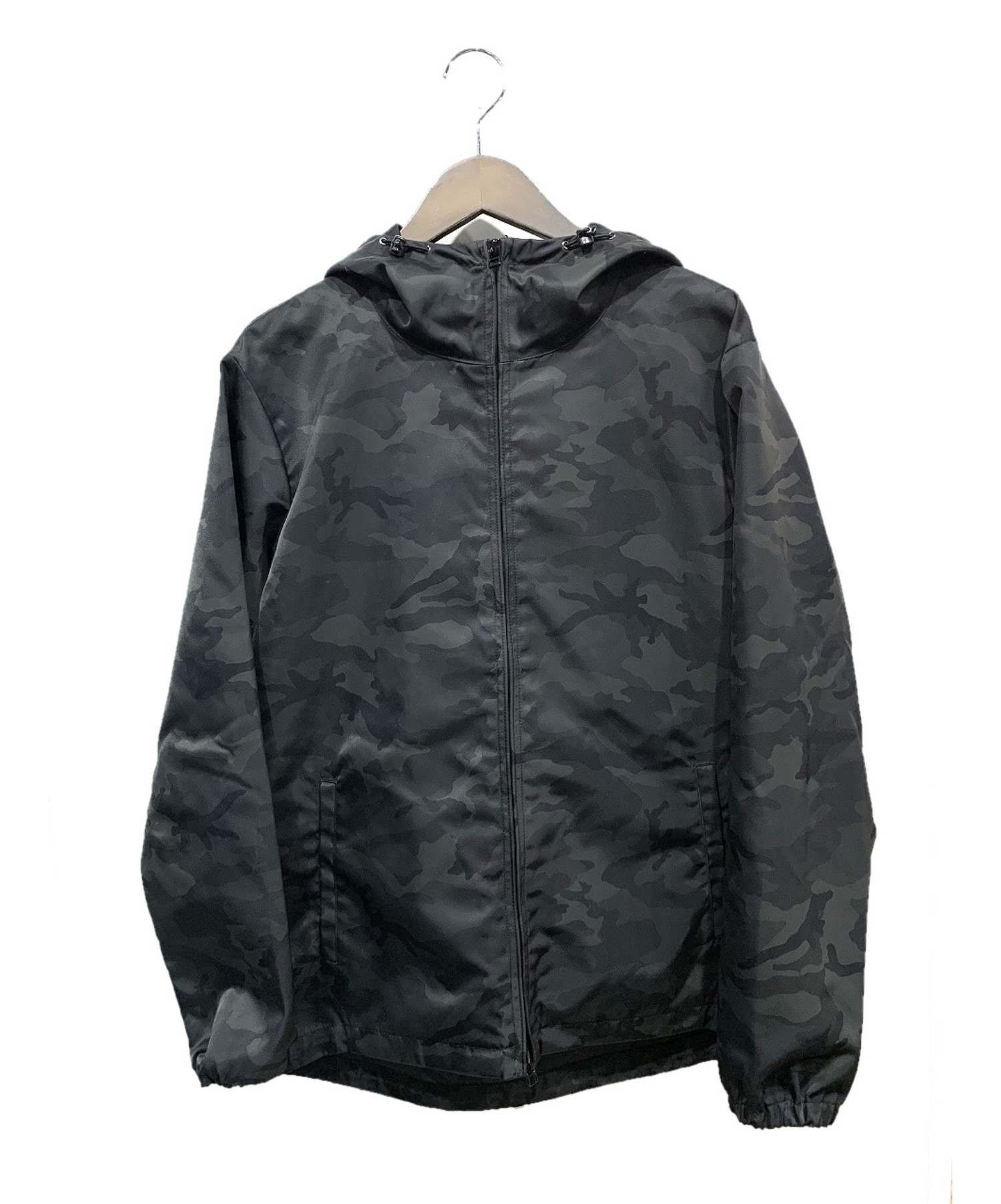 【中古・古着通販】uniform experiment (ユニフォームエクスペリメント) フーデッドジャケット ブラック×オリーブ サイズ:3