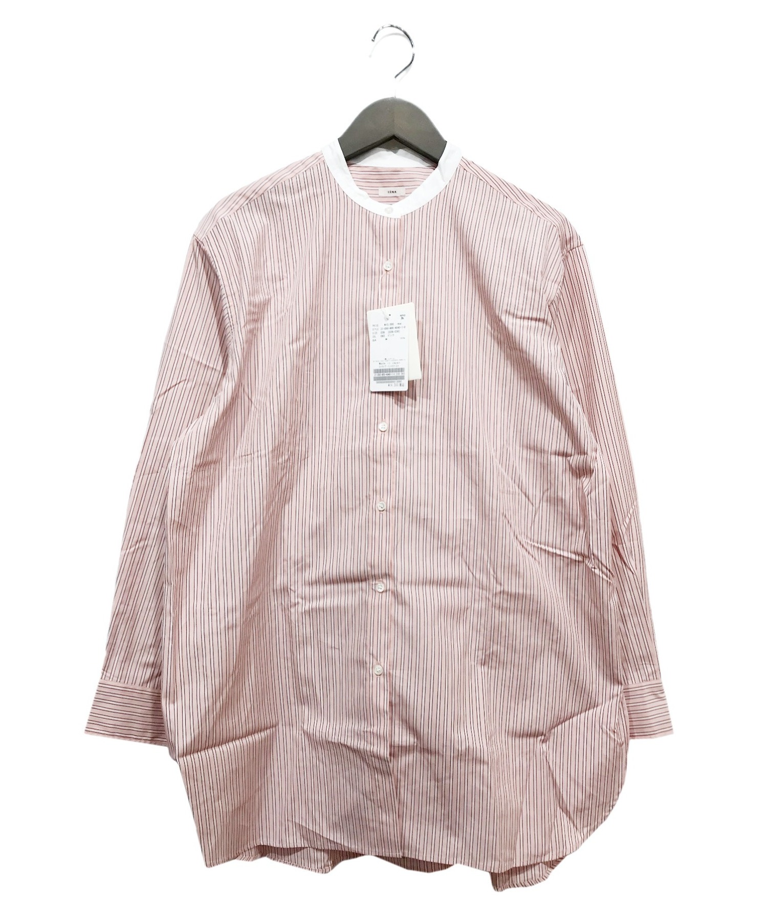 IENA (イエナ) ストライプ バンドカラーシャツ ピンク サイズ:38
