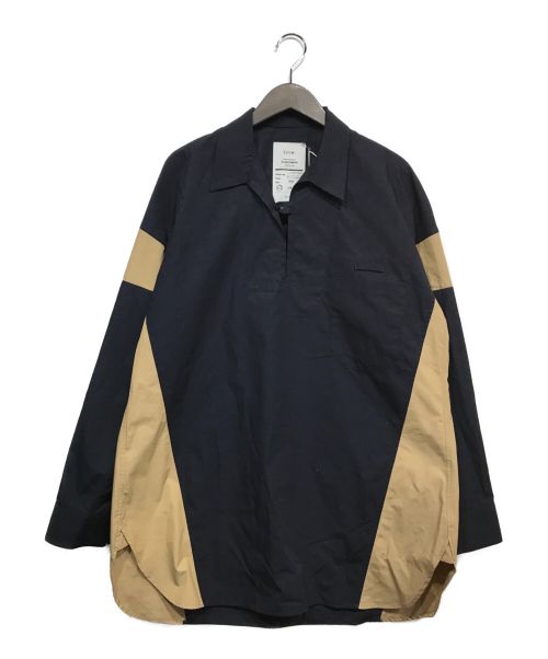 EZUMI（エズミ）EZUMI (エズミ) バイカラープルオーバーミリタリーシャツ ネイビー サイズ:Lの古着・服飾アイテム