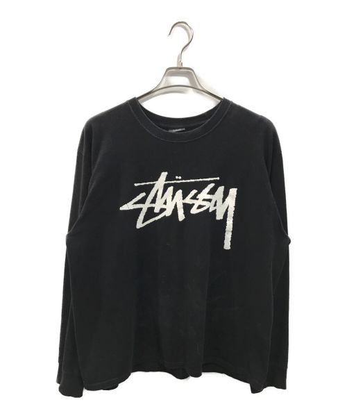 stussy（ステューシー）stussy (ステューシー) ロゴロングスリーブカットソー ブラック サイズ:Lの古着・服飾アイテム
