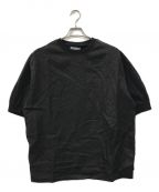 TOMORROW LANDトゥモローランド）の古着「22SSリネンニットコンビ クルーネックTシャツ」｜ブラック