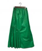 MACPHEEマカフィー）の古着「22SSコーティングアシメントリーギャザースカート」｜グリーン
