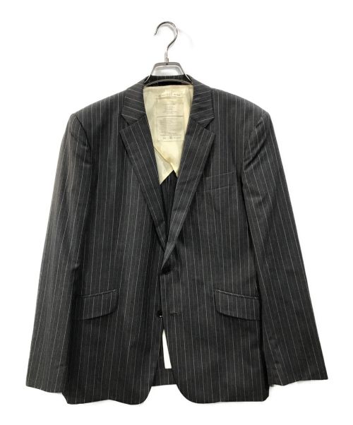 BIGLIDUE（ビリドゥーエ）BIGLIDUE (ビリドゥーエ) ウールストライプテーラードジャケット グレー サイズ:52 XX-LARGEの古着・服飾アイテム