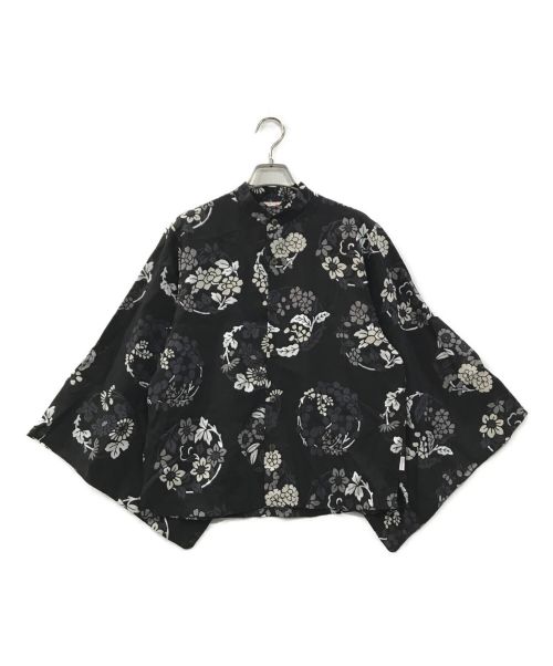 SOU・SOU（ソウソウ）SOU・SOU (ソウソウ) 和花柄モスリンバンドカラーシャツ ブラック サイズ:Mの古着・服飾アイテム