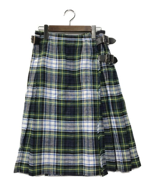 O'NEIL OF DUBLIN（オニールオブダブリン）O'NEIL OF DUBLIN (オニールオブダブリン) リネンラップスカート ネイビー×グリーン サイズ:36の古着・服飾アイテム
