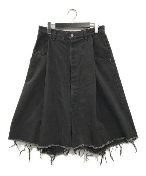 HIRO（ヒロ）HIRO (ヒロ) デニムワイドハーフパンツ ブラック サイズ:Mの古着・服飾アイテム