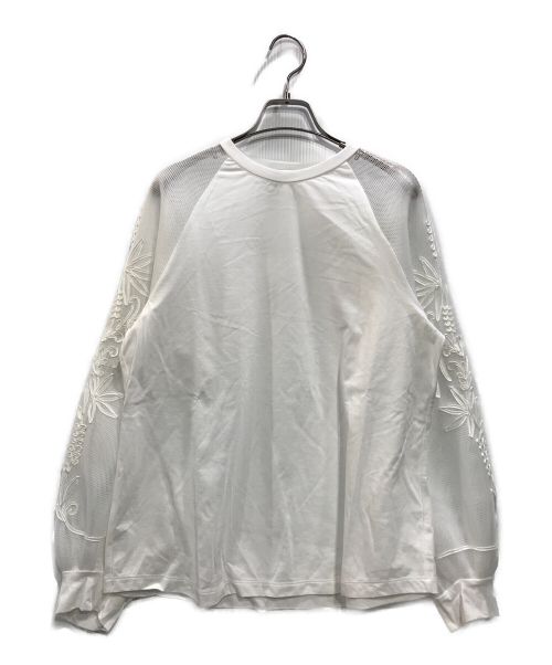 LOKITHO（ロキト）LOKITHO (ロキト) コードエンブロイダリーメッシュスリーブトップ CORD EMB MESH SLEEVE TOP ホワイト サイズ:2の古着・服飾アイテム