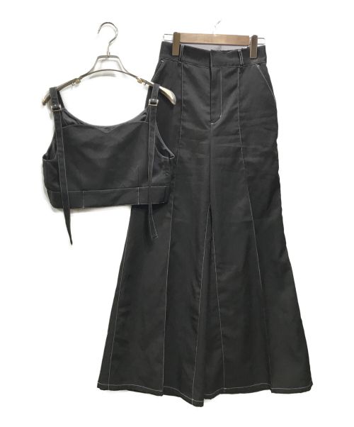 HARE（ハレ）HARE (ハレ) ビスチェ ワイドフレアパンツSETUP ブラック サイズ:Fの古着・服飾アイテム