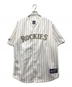 Majesticマジェスティック）の古着「Rockies ベースボールシャツ」｜ブルー×ホワイト