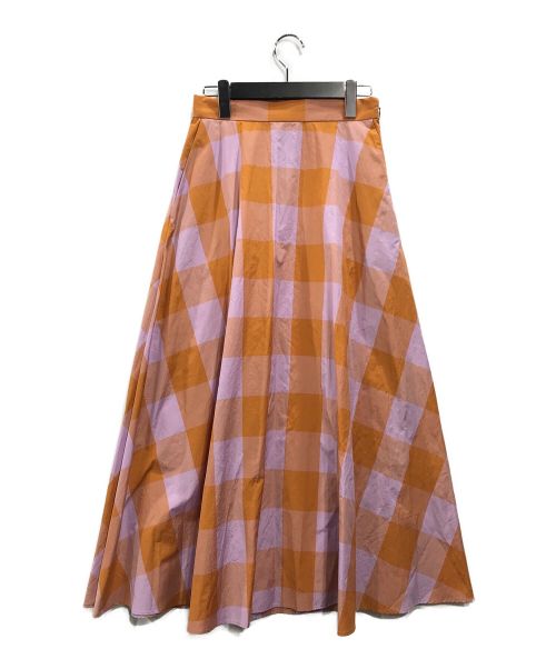 UNITED ARROWS TOKYO（ユナイテッドアローズトウキョウ）UNITED ARROWS TOKYO (ユナイテッドアローズトウキョウ) FABRICA フレアスカート オレンジ×パープル サイズ:36の古着・服飾アイテム