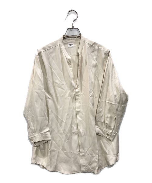 EDIFICE（エディフィス）EDIFICE (エディフィス) ツイル バンドカラー 7分袖シャツ アイボリー サイズ:Sの古着・服飾アイテム