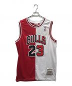 MITCHELL & NESSミッチェルアンドネス）の古着「Split Home&Away MJ Bulls ゲームシャツ」｜ホワイト×レッド