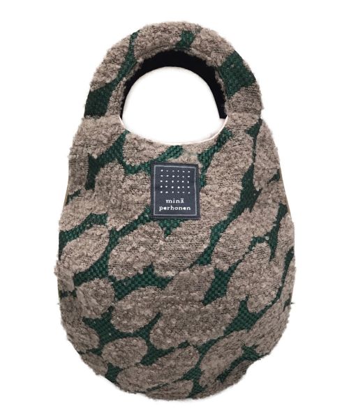 mina perhonen（ミナ ペルホネン）mina perhonen (ミナ ペルホネン) egg bag ハンドバッグ ブラウン×グリーンの古着・服飾アイテム