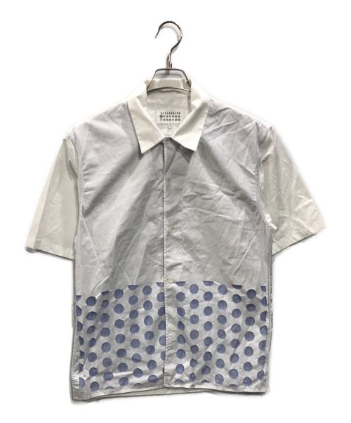 Maison Margiela（メゾンマルジェラ）Maison Margiela (メゾンマルジェラ) POLKA DOT DETAIL SHORT SLEEVE SHIRT(ポルカドットショートスリーブシャツ) ホワイト×ブルー サイズ:38の古着・服飾アイテム