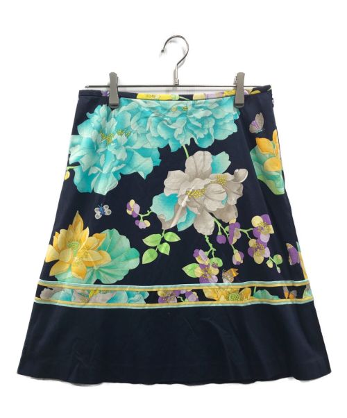 LEONARD（レオナール）LEONARD (レオナール) 花柄スカート ネイビー サイズ:40の古着・服飾アイテム