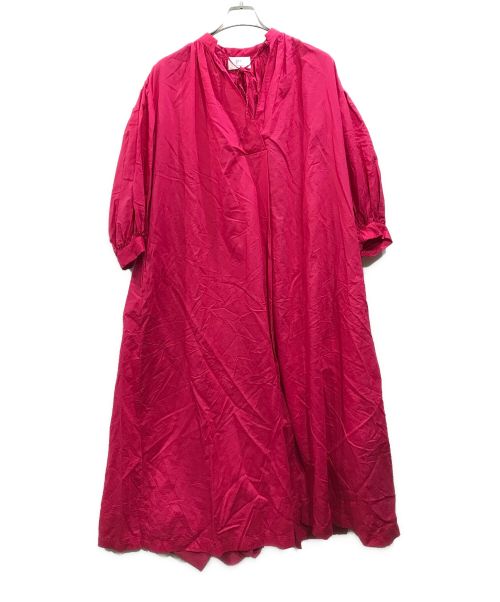 1er Arrondissement（プルミエ アロンディスモン）1er Arrondissement (プルミエ アロンディスモン) コットンリネン ギャザーワンピース ピンク サイズ:38の古着・服飾アイテム