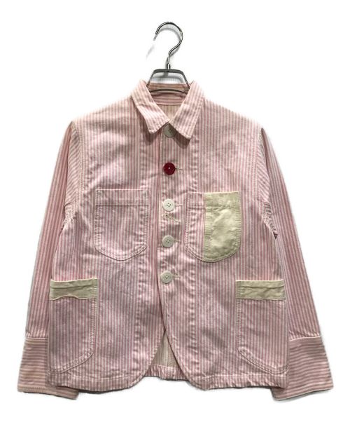 Porter Classic（ポータークラシック）Porter Classic (ポータークラシック) ストライプカバーオール ピンク サイズ:XSの古着・服飾アイテム