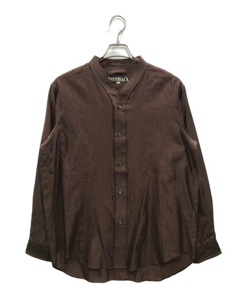 HAVERSACK（ハバーサック）HAVERSACK (ハバーサック) シルクローン ノーカラーシャツ ブラウン サイズ:Mの古着・服飾アイテム