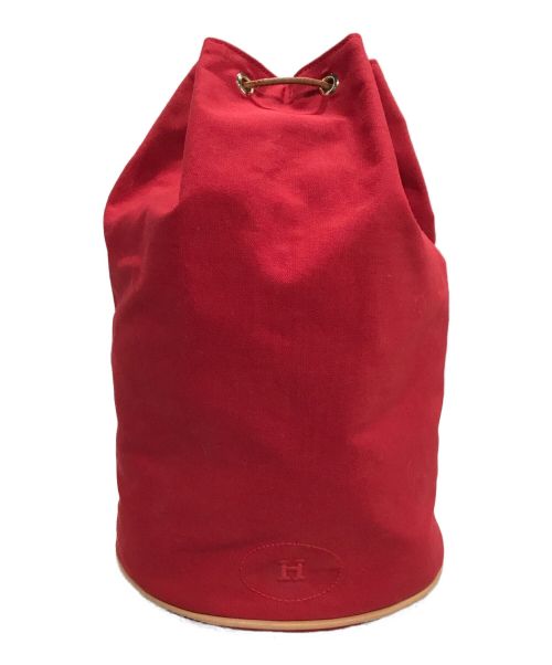 HERMES（エルメス）HERMES (エルメス) マテロット ポロションミミル キャンバス巾着バッグ レッドの古着・服飾アイテム