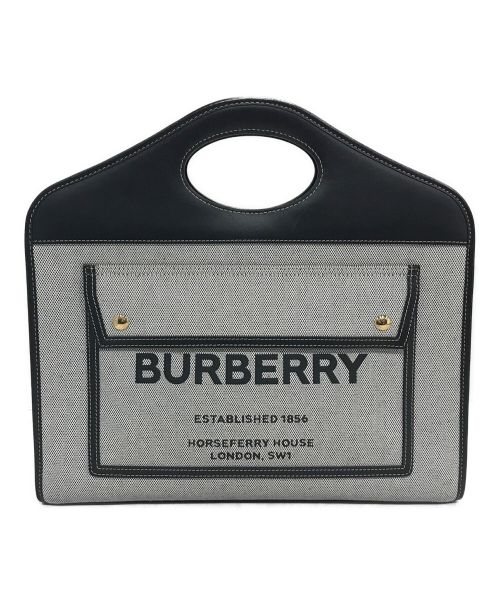 BURBERRY（バーバリー）BURBERRY (バーバリー) 2WAY POCKET BAG ロゴキャンバスハンドバッグ グレーの古着・服飾アイテム