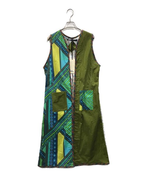 ATELIER&REPAIRS（アトリエ&リペアーズ）ATELIER&REPAIRS (アトリエ&リペアーズ) プリンティドベストドレス ロングジレ グリーン サイズ:Fの古着・服飾アイテム