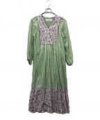 sara mallikaサラマリカ）の古着「Cotton Double Flower Print Dress ドレスワンピース」｜パープル×グリーン