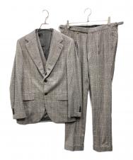 Brilla per il gusto (ブリッラ ペル イルグースト) DORMEUIL グレンチェック + オーバーペーン 3ピーススーツ グレー サイズ:SIZE 48 JK 肩43 身幅52 着丈72 袖61 PT W88 L74