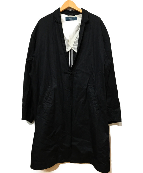 PHINGERIN（フィンガリン）PHINGERIN (フィンガリン) チャイナショートラベルロングコート ブラック サイズ:Lの古着・服飾アイテム