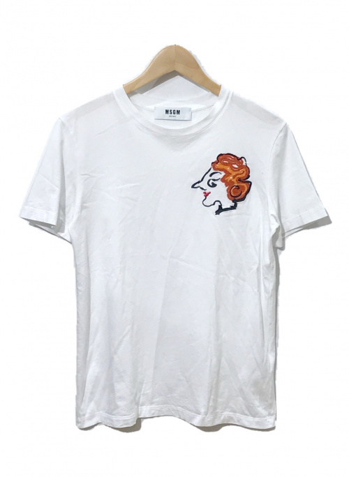 MSGM（エムエスジーエム）MSGM (エムエスジーエム) 刺繍Tシャツ ホワイト サイズ:Sの古着・服飾アイテム