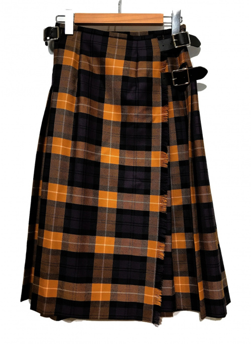 O'NEIL OF DUBLIN（オニールオブダブリン）O'NEIL OF DUBLIN (オニールオブダブリン) ラップチェックスカート ベージュ×パープル サイズ:US 6の古着・服飾アイテム
