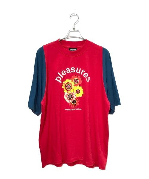 PLEASURES（プレジャーズ）PLEASURES (プレジャーズ) 半袖Tシャツ レッド×ネイビー サイズ:XLの古着・服飾アイテム