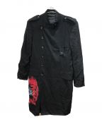 Yohji Yamamoto pour hommeヨウジヤマモト プールオム）の古着「19SS コート 墨着色花プリント 女」｜ブラック