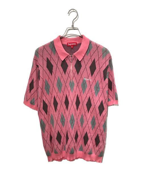 SUPREME（シュプリーム）SUPREME (シュプリーム) ARGYLE ZIP POLO ピンク サイズ:Lの古着・服飾アイテム
