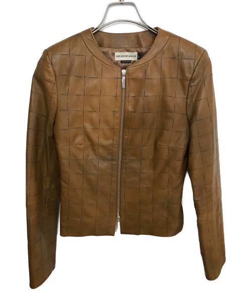 EMPORIO ARMANI（エンポリオアルマーニ）EMPORIO ARMANI (エンポリオアルマーニ) レザージャケット ブラウン サイズ:40(実寸値をご確認ください)の古着・服飾アイテム