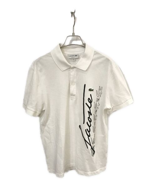 LACOSTE（ラコステ）LACOSTE (ラコステ) スクリプトブランドネームロゴプリントポロシャツ ホワイト サイズ:Mの古着・服飾アイテム
