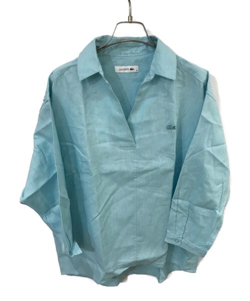 LACOSTE（ラコステ）LACOSTE (ラコステ) リネンコットンスキッパーネックシャツ ブルー サイズ:36 未使用品の古着・服飾アイテム