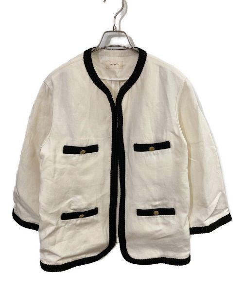 DES PRES（デ プレ）DES PRES (デ プレ) ヘビーオックスフォードリネン ノーカラージャケット アイボリー サイズ:Freeの古着・服飾アイテム