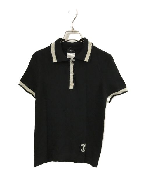 CHANEL（シャネル）CHANEL (シャネル) カシミヤニットポロシャツ ブラック サイズ:38の古着・服飾アイテム