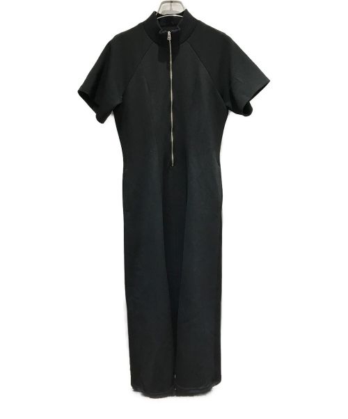 A + TOKYO（エープラス トウキョウ）A + TOKYO (エープラス トウキョウ) ハーフジップリラックスジャージワンピース ブラック サイズ:1の古着・服飾アイテム