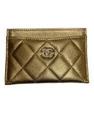 CHANEL (シャネル) キャビアスキン クラシックカードケース メタリックゴールド